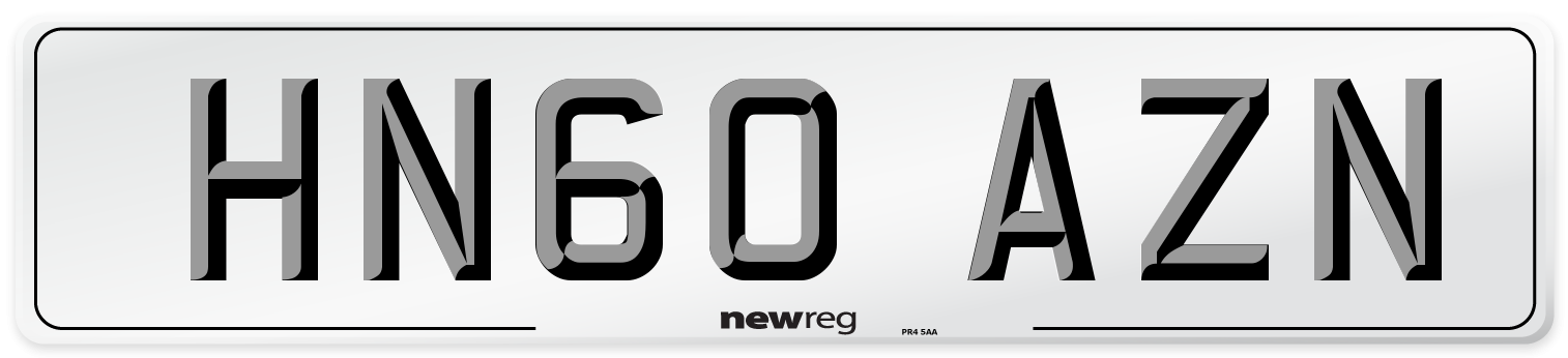 HN60 AZN Number Plate from New Reg